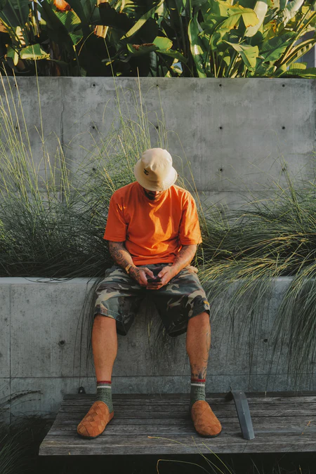 Distressed Blank T Shirt Orange