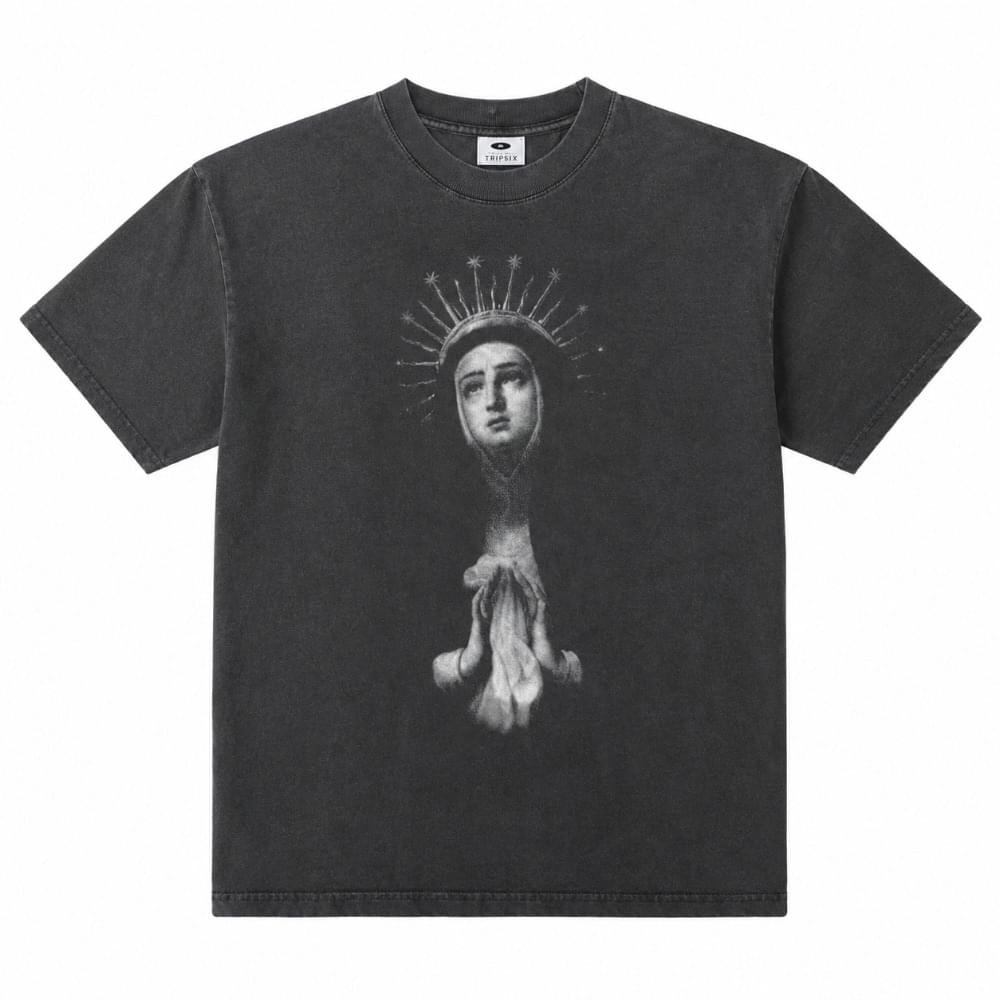 St. Mary T-Shirt Vintage Black premium streetwear cotton t-shirt for men in the USA with relaxed fit and vintage wash finish.